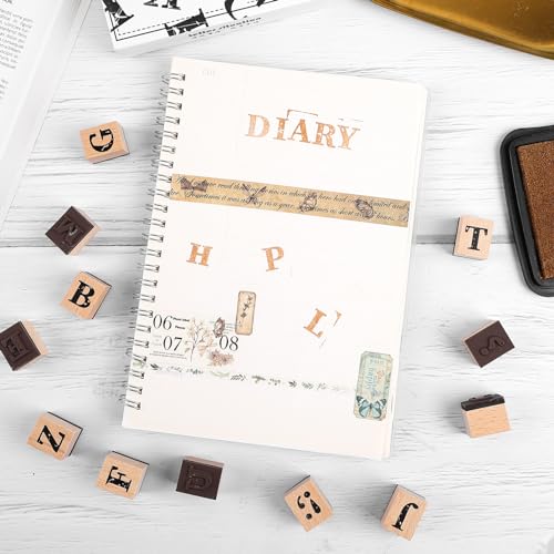 Dizdkizd 28-Piece Capital Letter Stamps, Cute Alphabet Rubber Stamp Set, Wooden Rubber Stamps Journaling Stamps Crafting Stamp for Scrapbooking, Envelope, Card Making - Image 4
