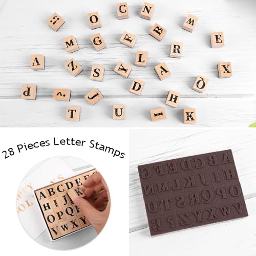 Dizdkizd 28-Piece Capital Letter Stamps, Cute Alphabet Rubber Stamp Set, Wooden Rubber Stamps Journaling Stamps Crafting Stamp for Scrapbooking, Envelope, Card Making - Image 2