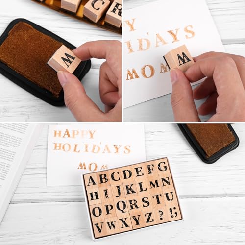 Dizdkizd 28-Piece Capital Letter Stamps, Cute Alphabet Rubber Stamp Set, Wooden Rubber Stamps Journaling Stamps Crafting Stamp for Scrapbooking, Envelope, Card Making - Image 3