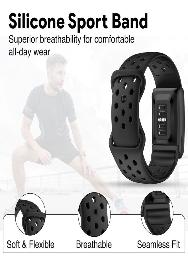 DADO Whoop 5.0 Compatible Silicone Strap – Adjustable Sport-Inspired Band, Breathable & Lightweight Replacement Wristband for Men & Women (All Black, Life/MG) - Image 2