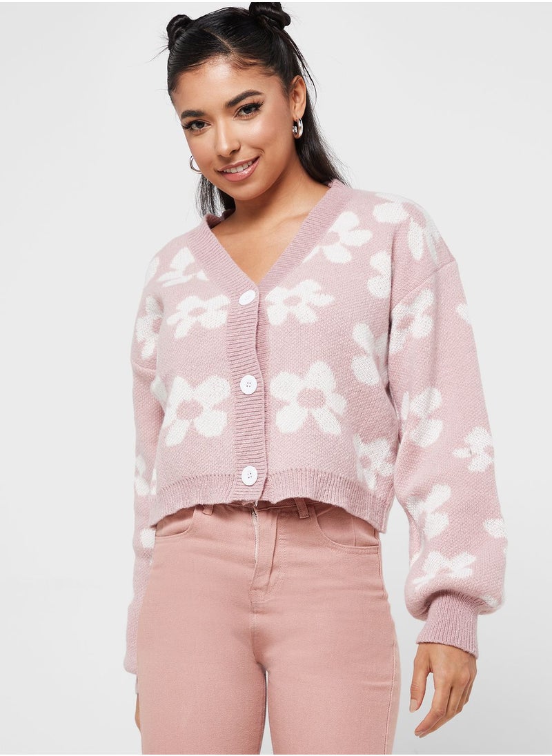 Ginger - Floral Intarsia Cardigan - Image 1