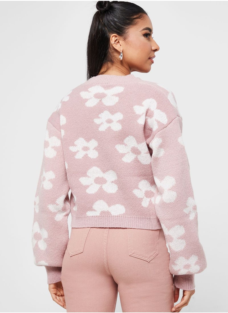 Ginger - Floral Intarsia Cardigan - Image 1