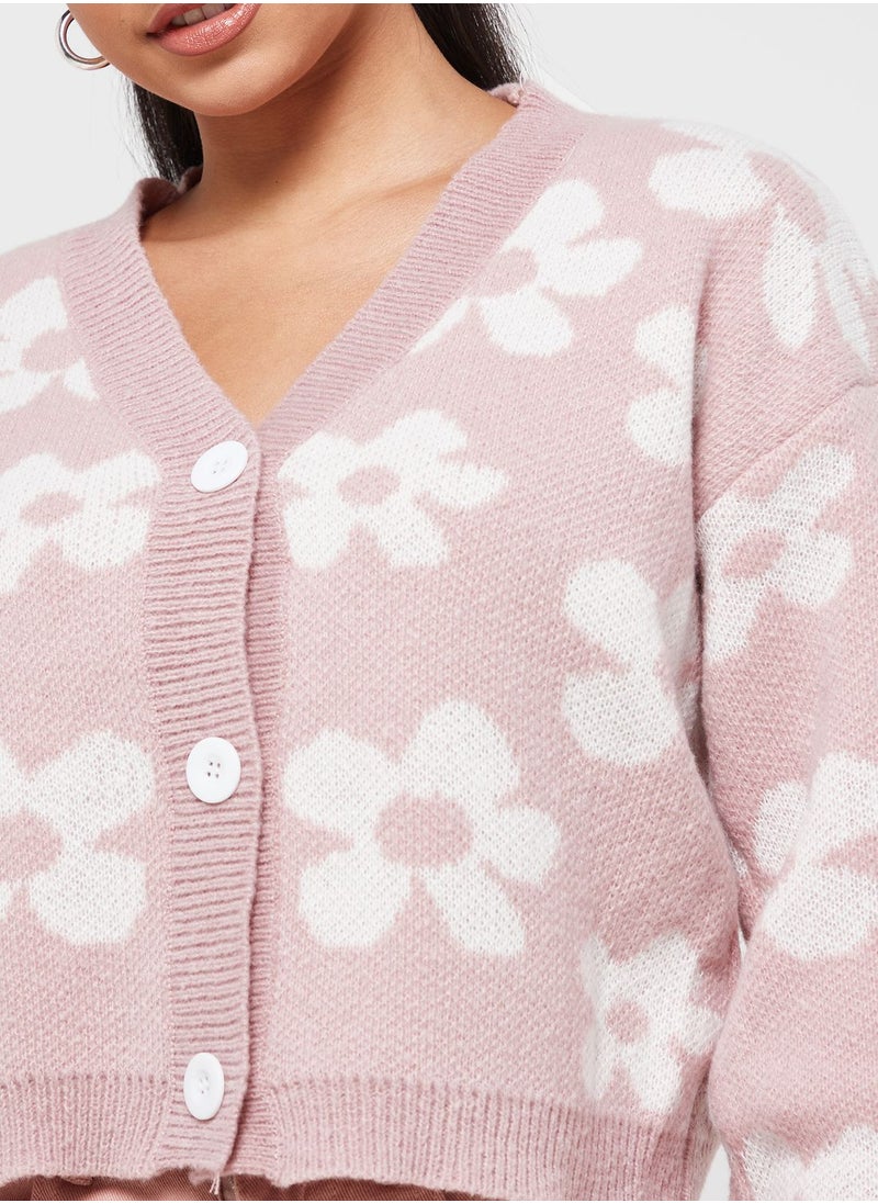 Ginger - Floral Intarsia Cardigan - Image 1