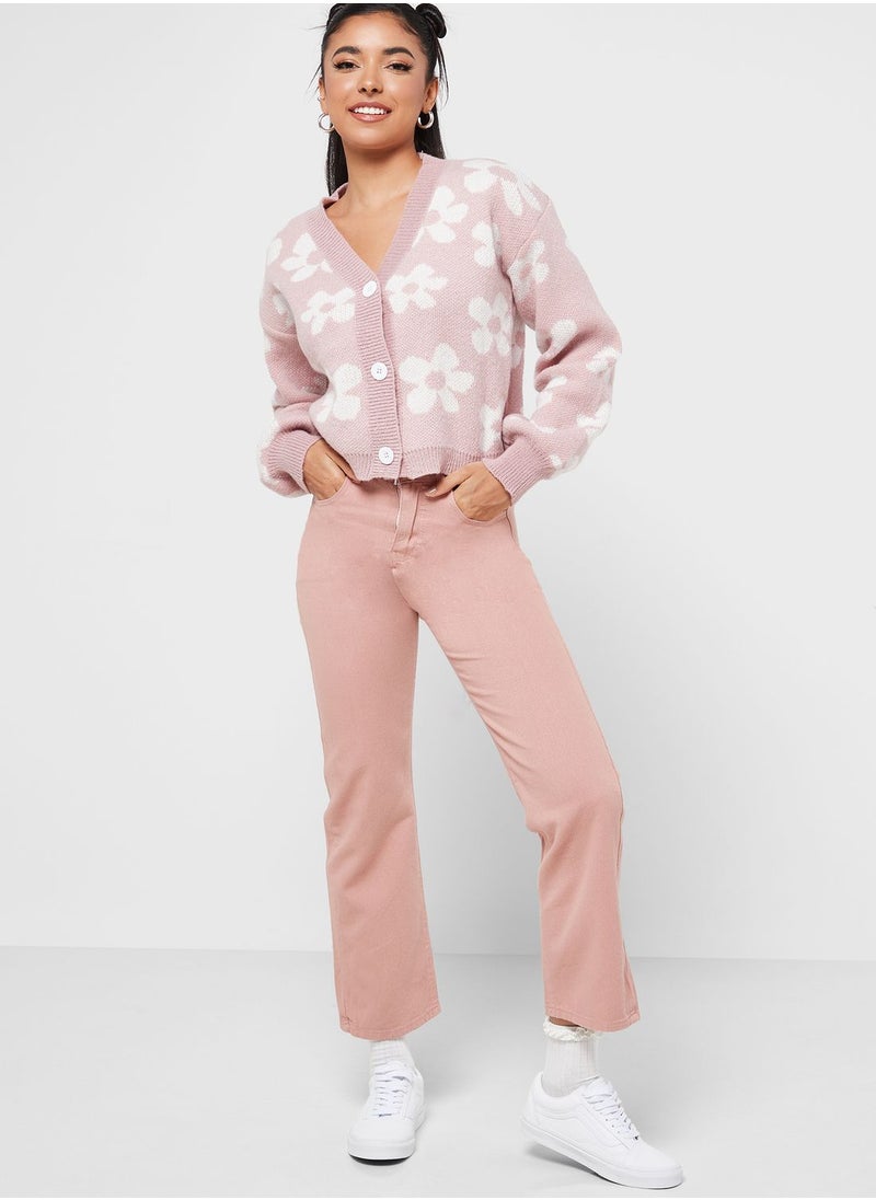 Ginger - Floral Intarsia Cardigan - Image 1
