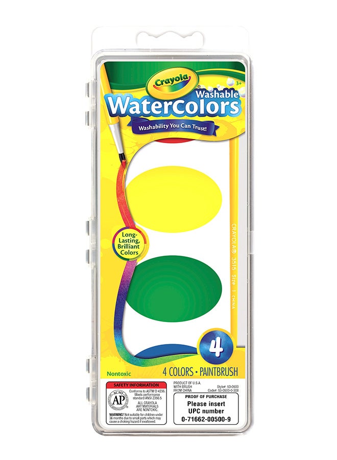 Crayola Jumbo Washable Watercolors  And Brush, Paint Set For Kids, 4 Count - Image 2