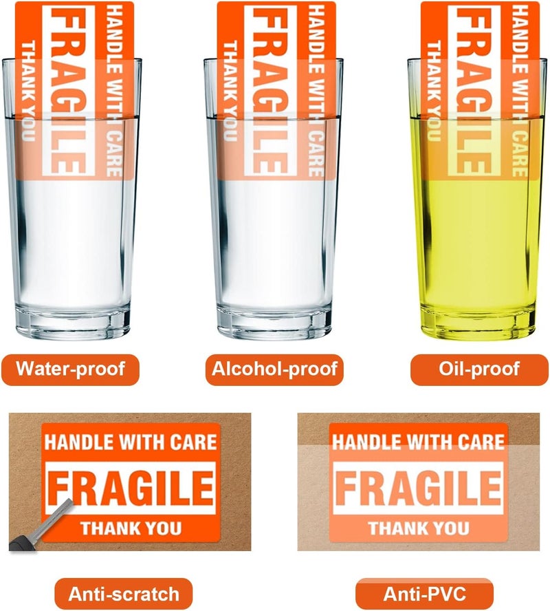 SJPACK 1000 Fragile Stickers 2 Rolls 2'' x 3'' Fragile - Handle with Care - Thank You Shipping Labels Stickers (500 Labels/Roll) - Image 2
