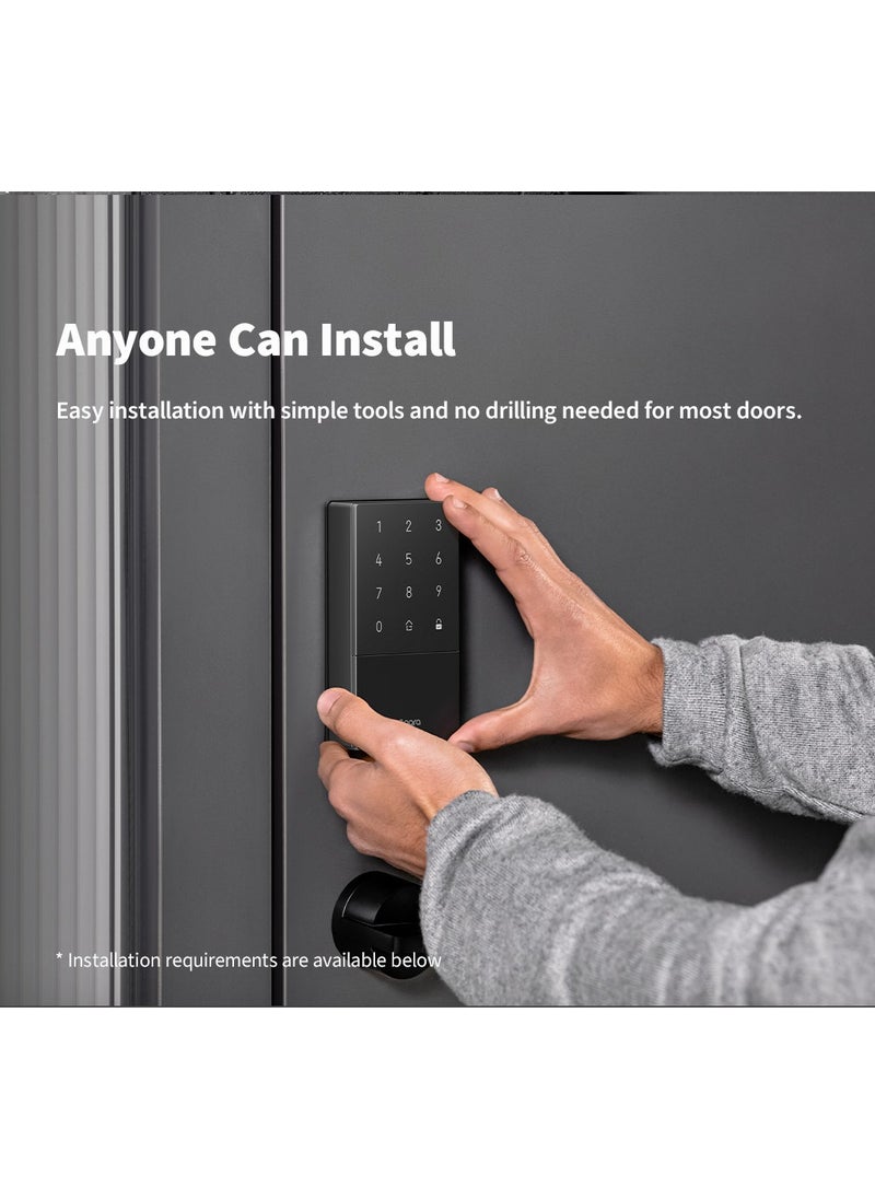 Aqara - Smart Lock U50,Keyless Entry Door Lock with Apple Home Key,App Remote Control, Support Apple HomeKit,Matter,Google Home,Alexa, IFTTT,Global version-Black - Image 1