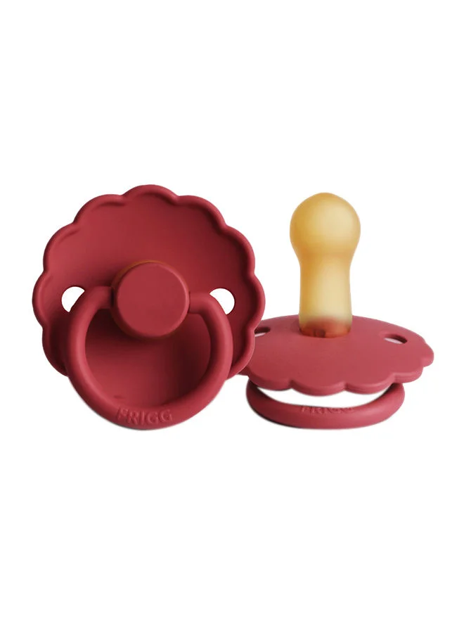 FRIGG Daisy Latex Baby Pacifier, 6-18 Months, Size 2, Pack of 1 - Scarlet