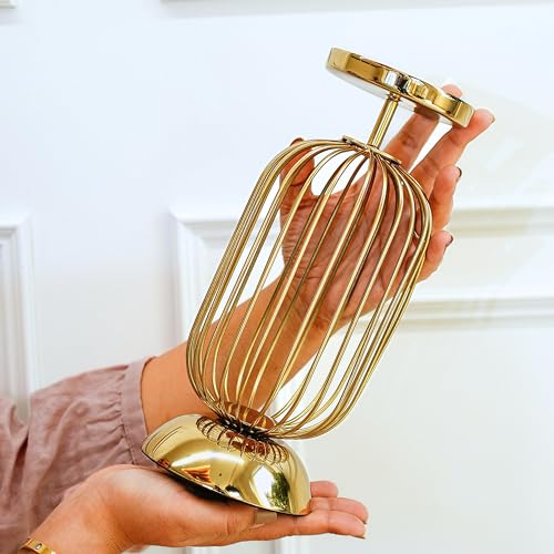 Behoma Metal Candle Holder Stand with Gold Finish | Decorative Pillar Candle Stand for Home, Living Room, Table Centerpiece, Modern Vintage Decor (10 Inch, Small,Candle is not Included) - Image 4