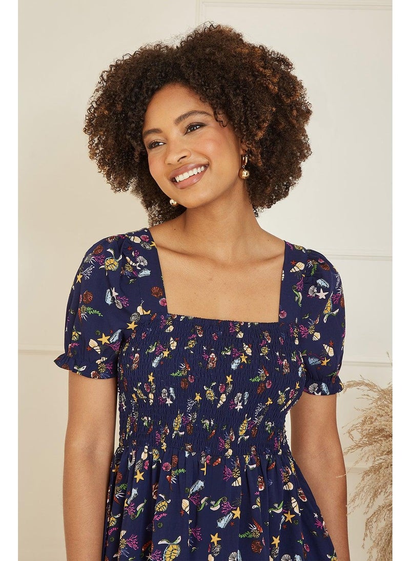 يامي فستان مطبوع بياقة سموك - Image 3