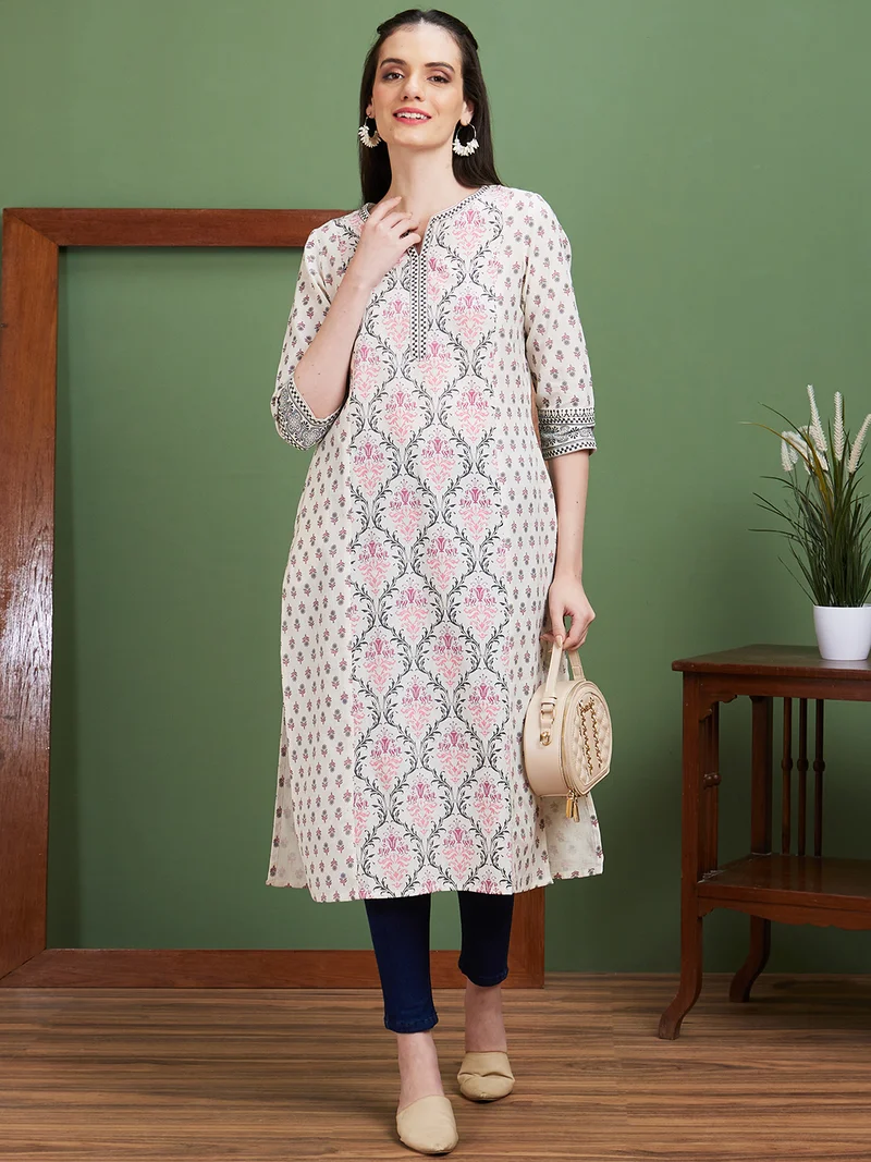 globus Women Ethnic Motifs Printed Straight Kurta