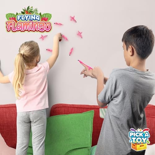 PICK A TOY 36 Pcs Flamingo Party Favors Toys for Kids, Bird Shooter Game Finger Flicker, Tropical Themed Decorations, Treasure Chest for Kids Prizes, Flying Chicken Slingshot - Image 5