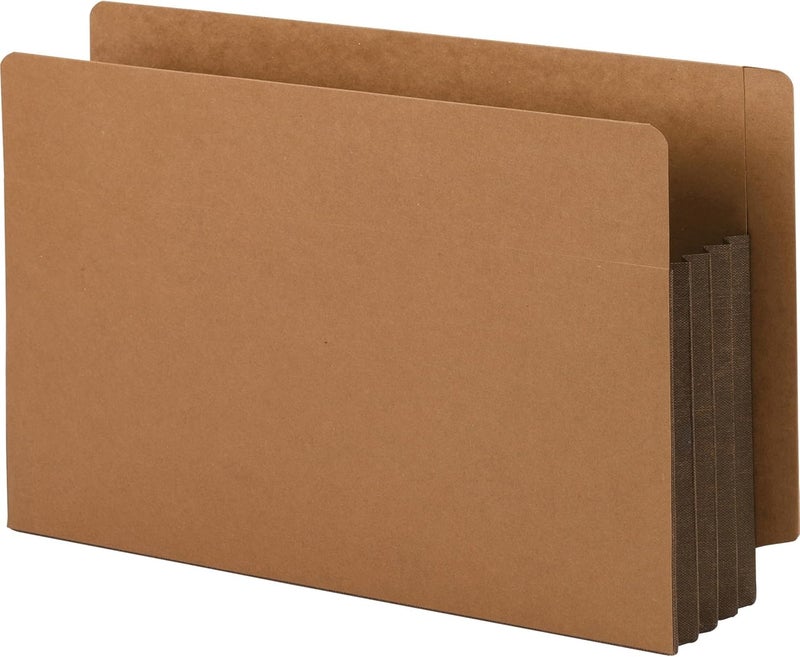 Smead End Tab File Pocket Reinforced StraightCut Tab 312 Expansion Extra Wide Legal Size Redrope with Dark Brown Gusset 10 per Box 74681 - Image 1