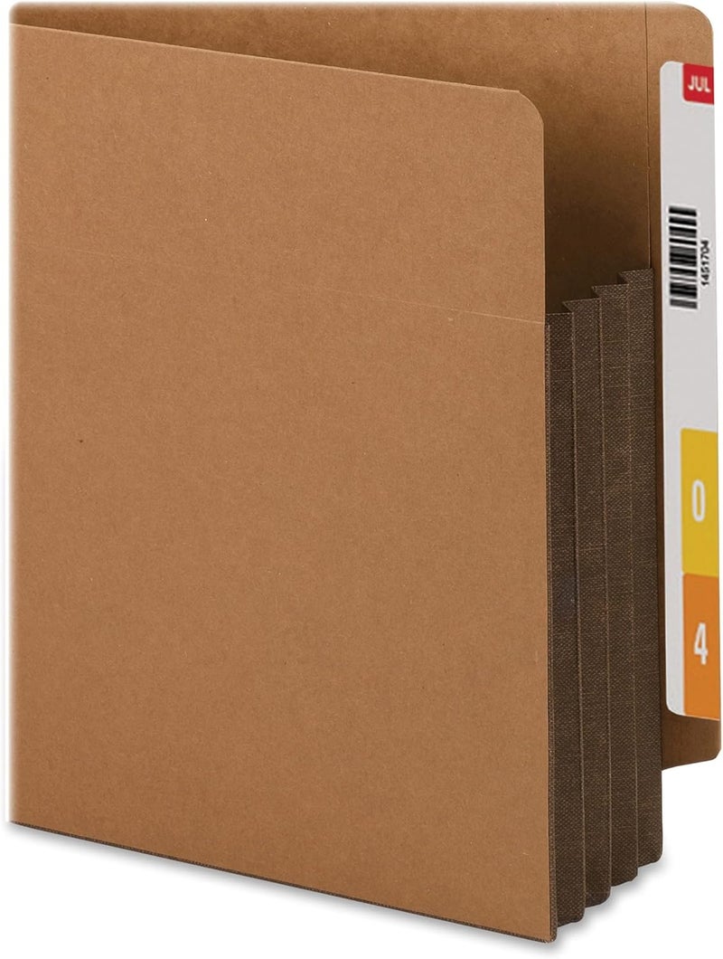 Smead End Tab File Pocket Reinforced StraightCut Tab 312 Expansion Extra Wide Legal Size Redrope with Dark Brown Gusset 10 per Box 74681 - Image 2