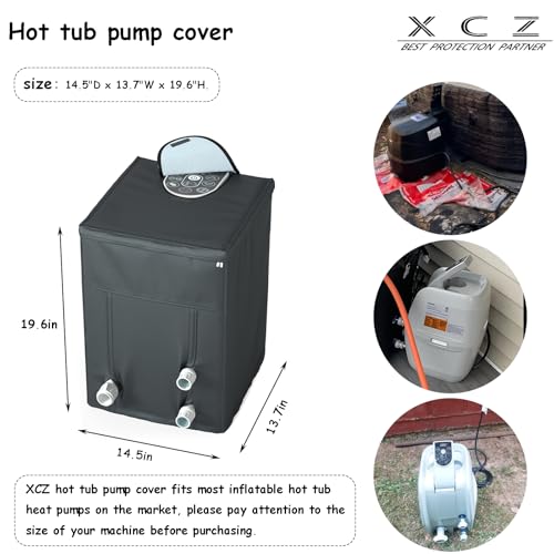 XCZ hot tub Pump Cover HeavyDuty Oxford Cloth Waterproof Suitable for Heating Pumps with Three Connecting Ports Spa Heater Cover Transparent top Black - Image 3
