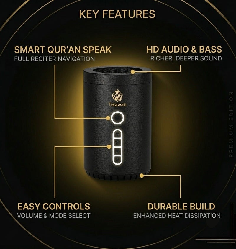 Telawah 2-in-1 Electric Bakhoor Burner and with Full Quran Bluetooth Speaker – Smart Arabic Oud Incense Burner with App and Remote Control with 16 Reciters and 18 Languages. - Image 2