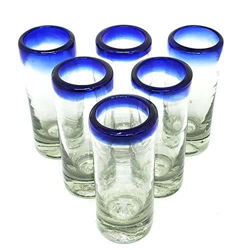 MexHandcraft Cobalt Blue Rim 2 oz Tequila Shot Glasses (set of 6), Recycled Glass, Lead-free, Toxin-Free (Shot) - Image 5