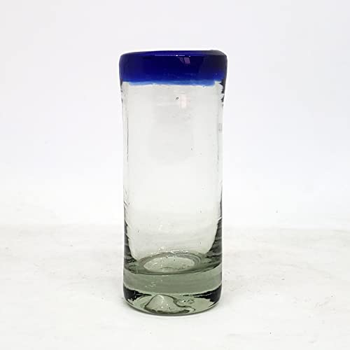 MexHandcraft Cobalt Blue Rim 2 oz Tequila Shot Glasses (set of 6), Recycled Glass, Lead-free, Toxin-Free (Shot) - Image 3