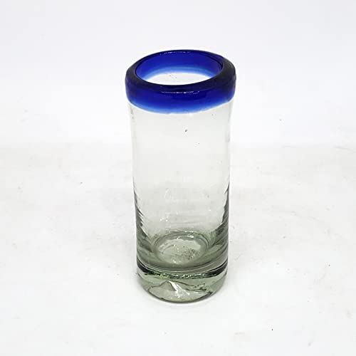 MexHandcraft Cobalt Blue Rim 2 oz Tequila Shot Glasses (set of 6), Recycled Glass, Lead-free, Toxin-Free (Shot) - Image 2