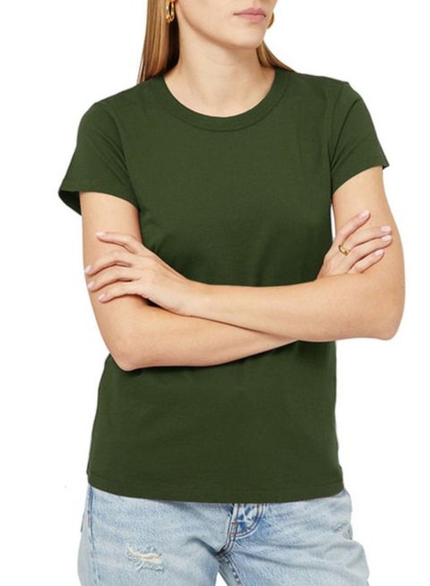 Regular Fit Cotton T-Shirt - Dark Green - For Women