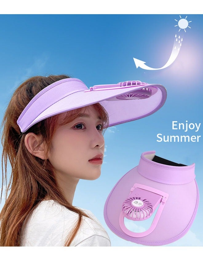 زفيف قبعات Sun Visor مع مروحة ، wvisor مع مروحة مدمجة 2 في 1 Fan Visor Hat قبعة التبريد في الهواء الطلق قبعة مروحة محمولة القبعة قابلة للتعديل مع مروحة الحكم الشمس مع 3 أوضاع مؤقت للنساء UPF 50+ - Image 1
