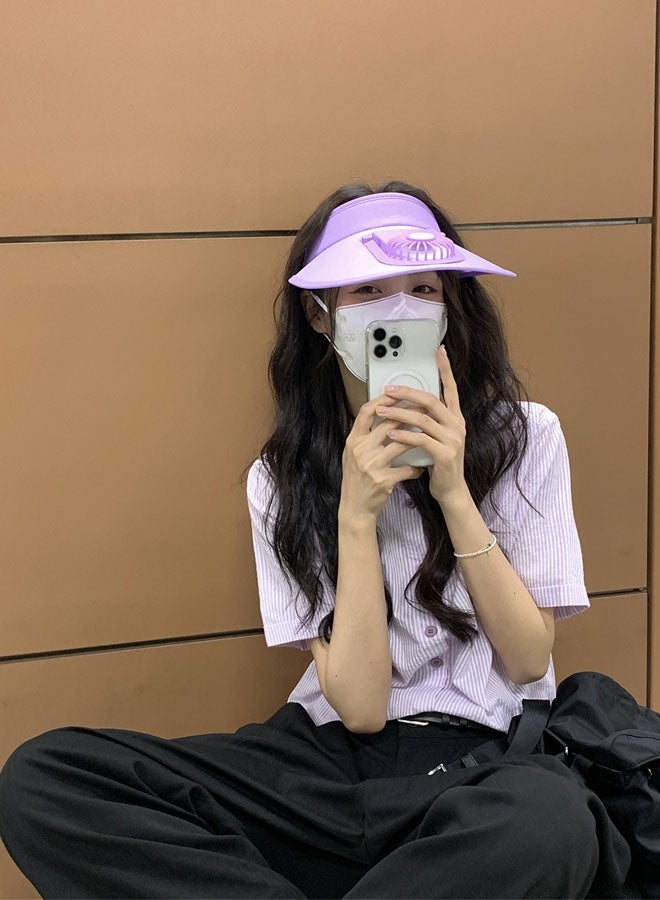 زفيف قبعات Sun Visor مع مروحة ، wvisor مع مروحة مدمجة 2 في 1 Fan Visor Hat قبعة التبريد في الهواء الطلق قبعة مروحة محمولة القبعة قابلة للتعديل مع مروحة الحكم الشمس مع 3 أوضاع مؤقت للنساء UPF 50+ - Image 4