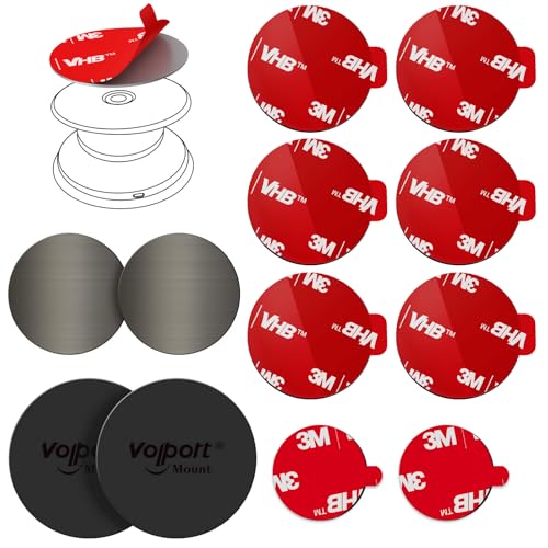volport Extra Tape Super Sticky Adhesive Replacement and Phone Magnet Sticker Disc for Reusing Grip Stand Socket Base Circle Double Sided Car Mount Holder Strong Glue Pads Round Magic Metal Plate - Image 1
