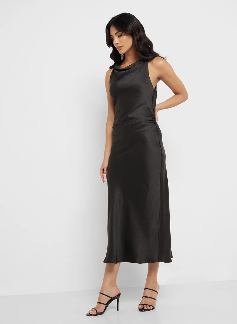 TFNC Satin Cowl Midi Dress