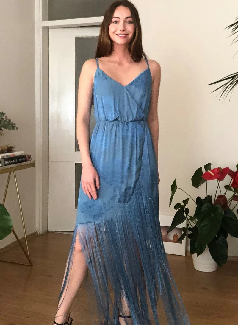 trendyol Fringed Floral Print Dress