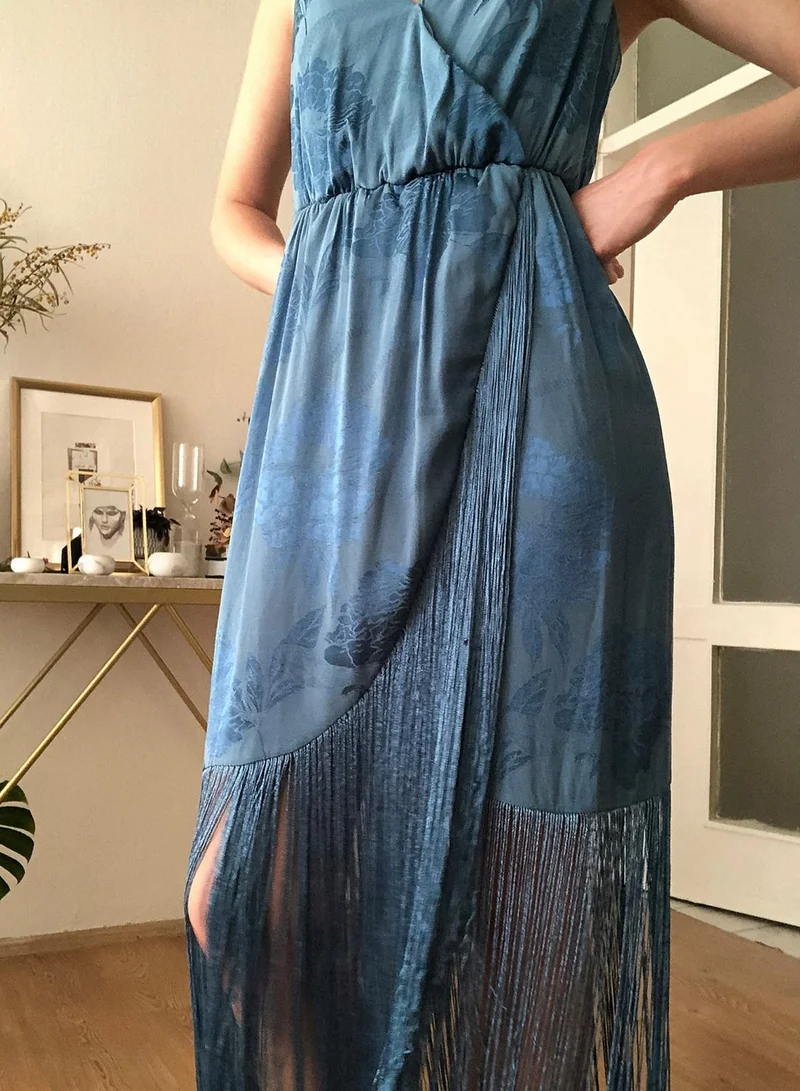trendyol Fringed Floral Print Dress