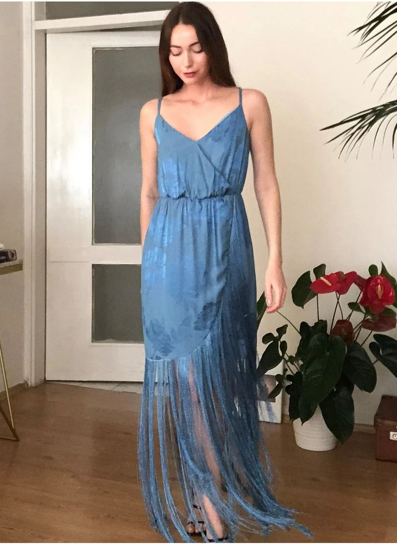 trendyol Fringe Trim Jacquard Dress