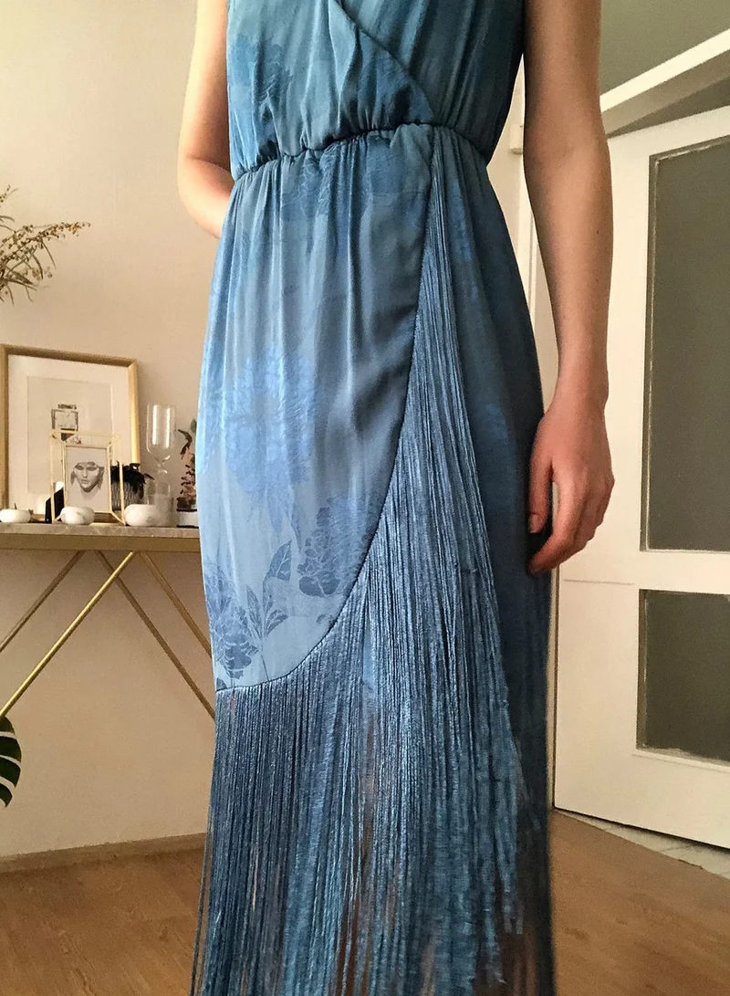 trendyol Fringed Floral Print Dress