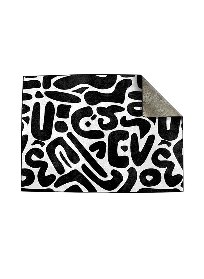 RIZARIES - Modern Black & White Abstract Centerpiece Rug, Fabric, Rectangle - Image 1