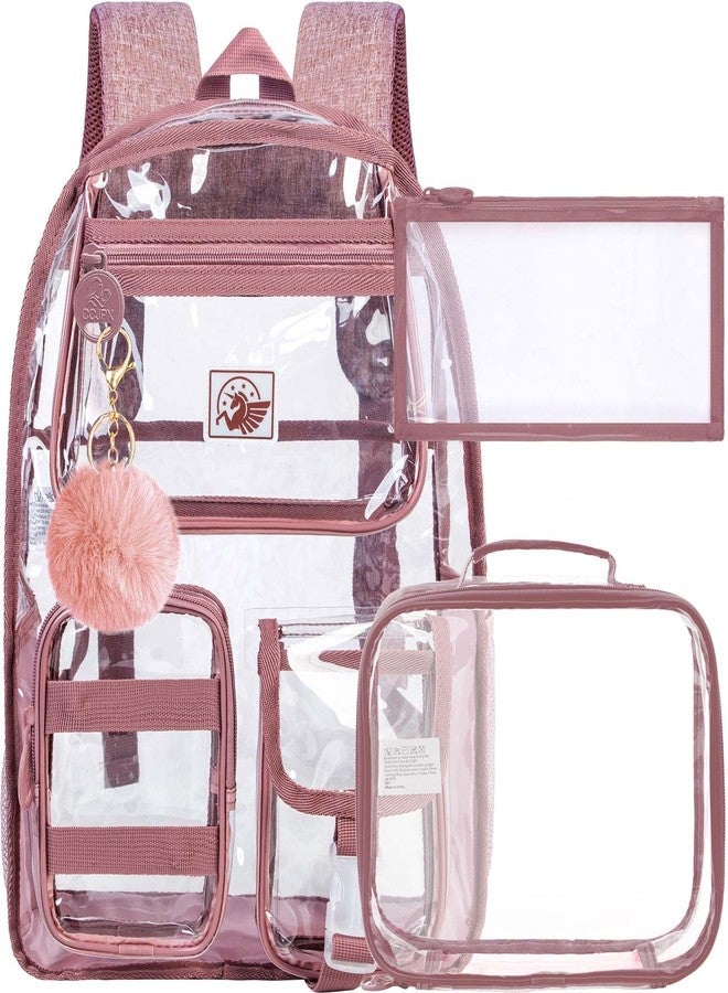 CCJPX Clear Backpack, Heavy Duty Transparent Bookbag for Girls Women, Cute School See Through Backpacks for Teens Elementary - Pink - Image 1