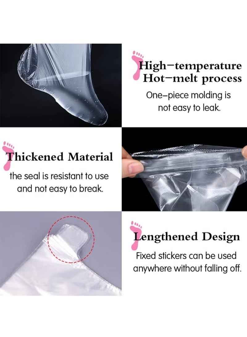 Miamia 100 Piece Clear Plastic Disposable Booties Paraffin Bath Liners for Foot Pedicure Hot Spa Wax Treatment Larger Thicker Thermal Therapy Feet Covers Bags Plastic Socks Liners - Image 4
