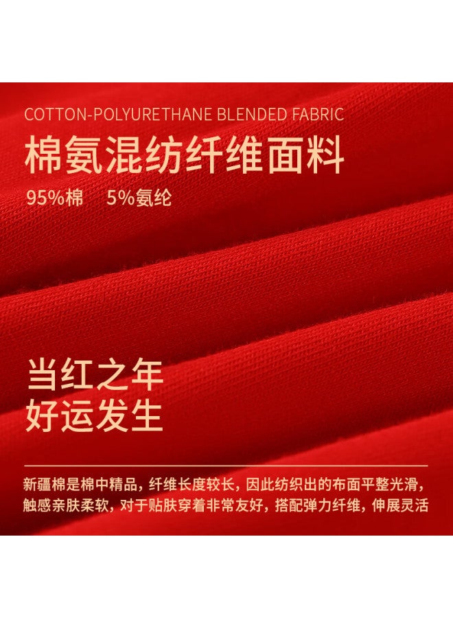 Tucano Wood Men's Pure Cotton Red Boxer Briefs For The Year Of The Horse Seamless Four-point Underwear Large Red L - Image 3