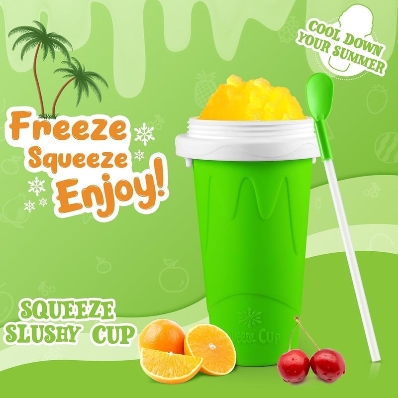 AISBUGUR Reusable Quick Frozen Magic Slushy Maker Cup with Lid Spoon for Home DIY Smoothie Ice Cream Shakes Children Kids Food Grade Silicone - Image 2