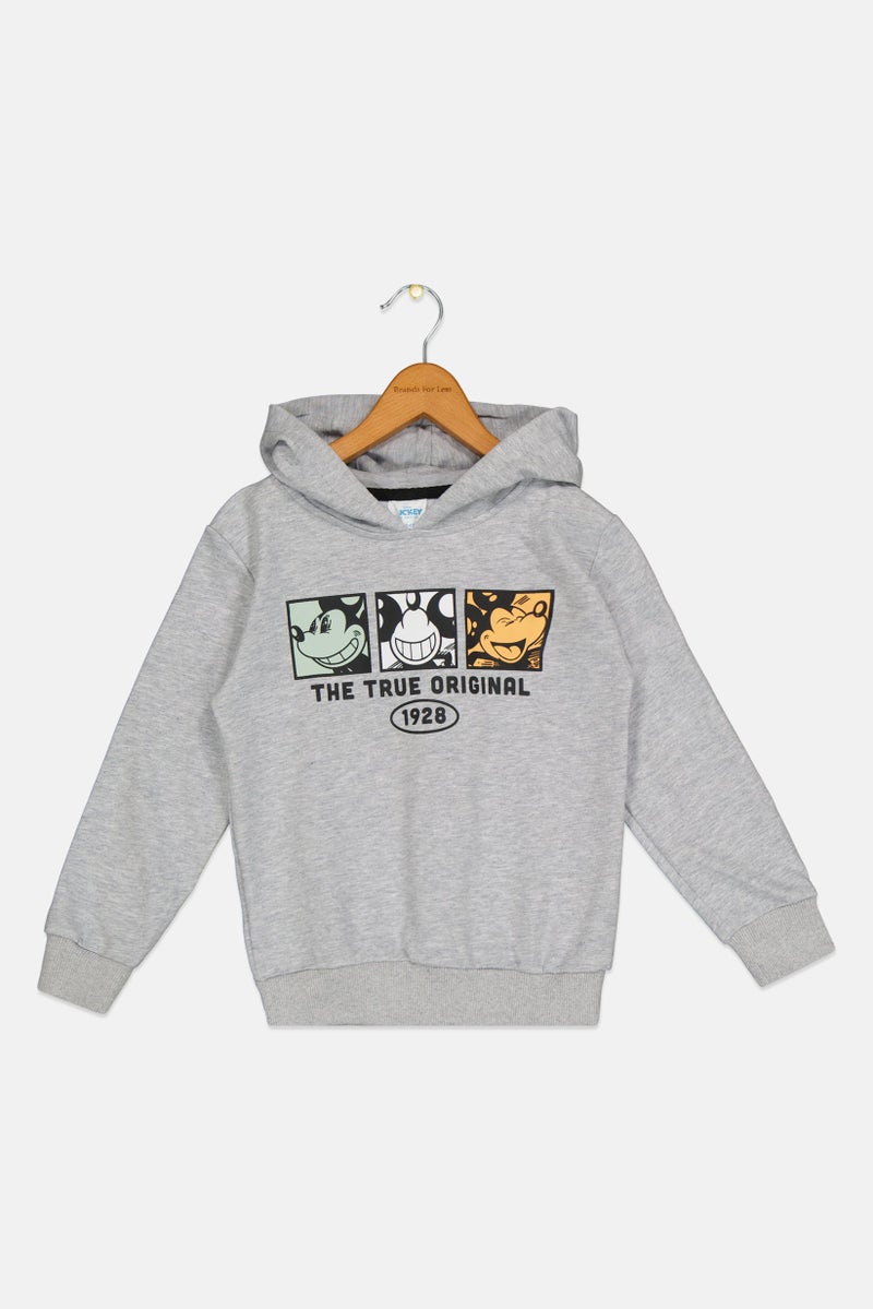 Disney x Micky And Friends Kids Boy Long Sleeve Hoodies, Heather Grey - Image 2