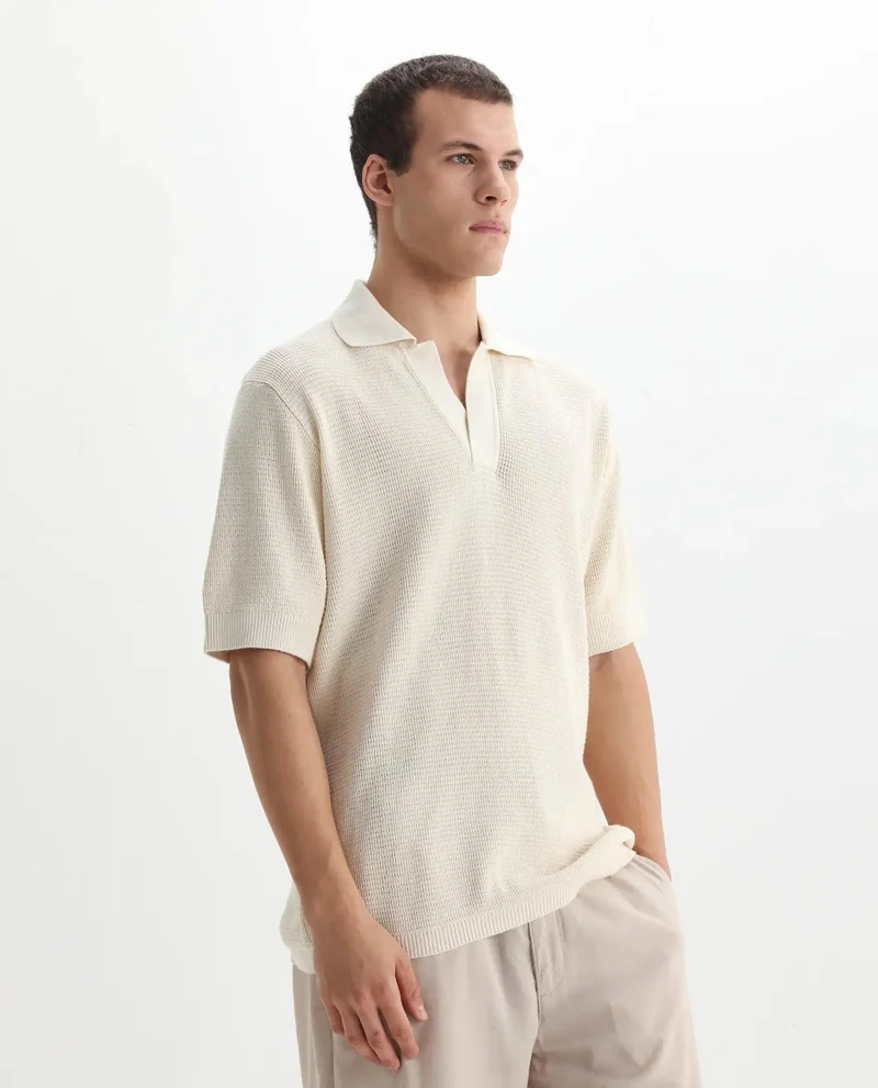 Rare Rabbit Men's Flat Knit Textured Polo