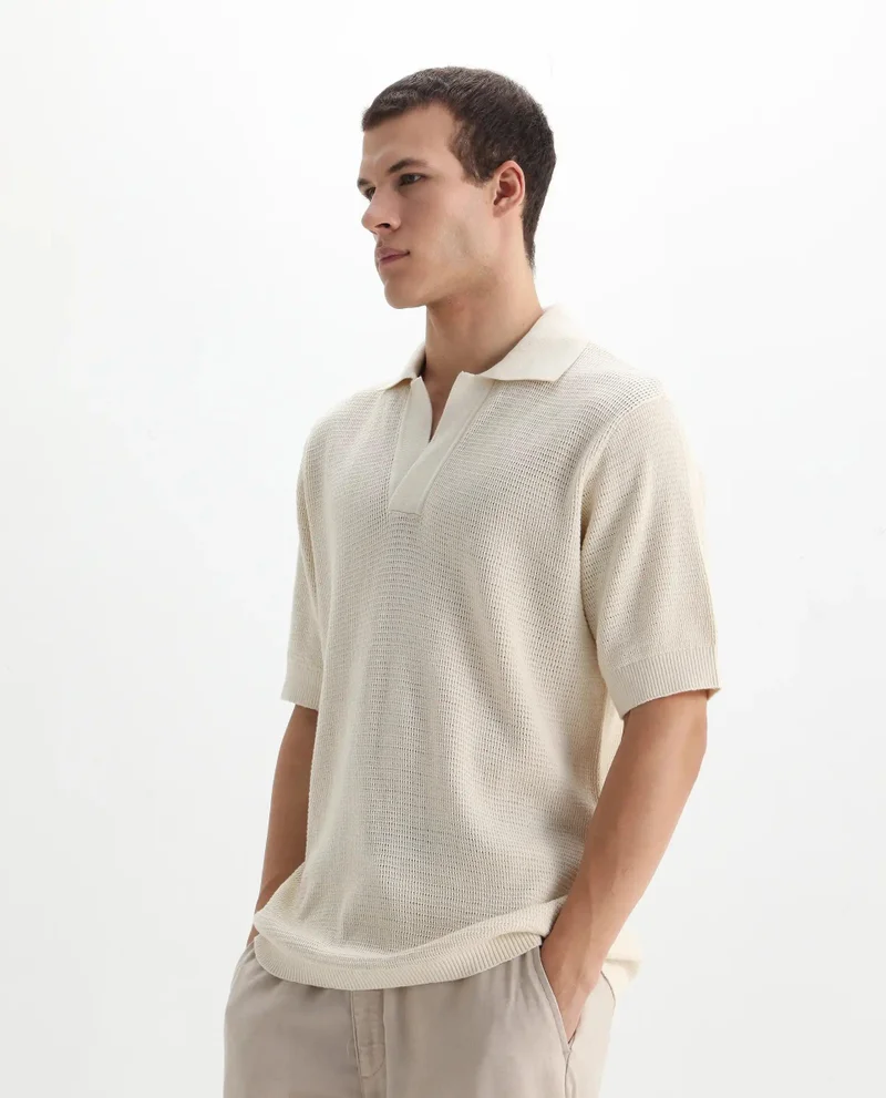 Rare Rabbit Men's Flat Knit Textured Polo