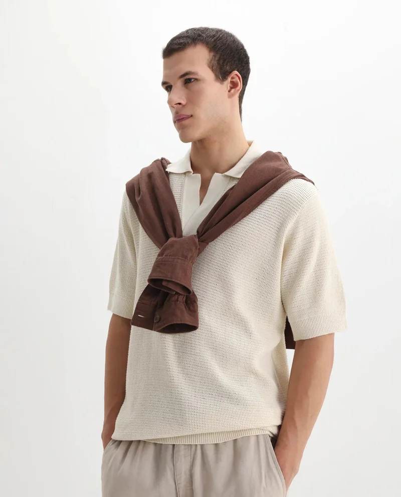 Rare Rabbit Men's Flat Knit Textured Polo