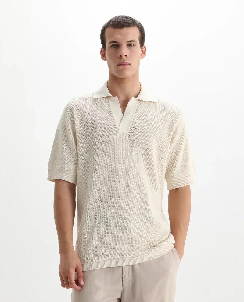 Rare Rabbit Men's Flat Knit Textured Polo