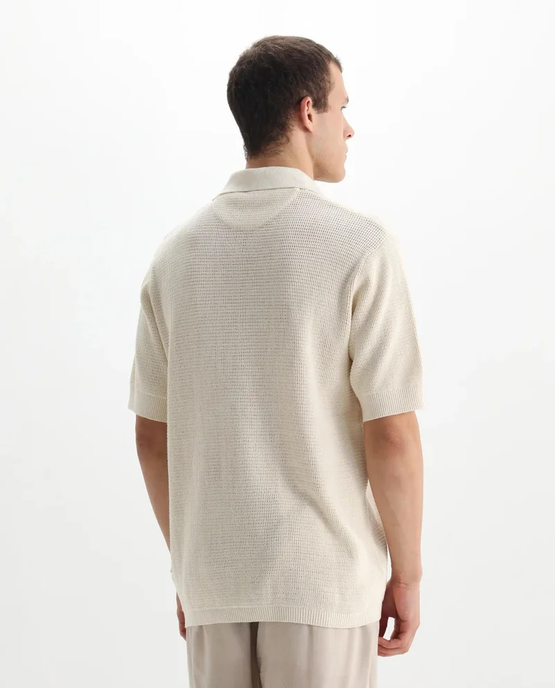 Rare Rabbit Men's Flat Knit Textured Polo