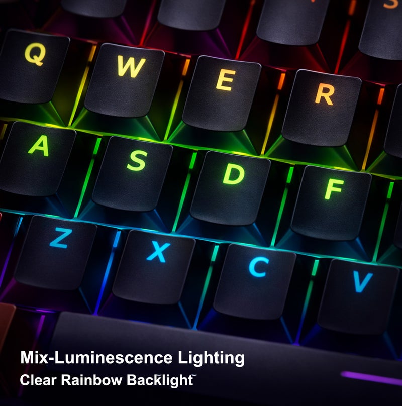 فوريف لوحة مفاتيح FOREV الميكانيكية للألعاب، 87 مفتاحًا، سلكية، بإضاءة خلفية RGB، وتقنية منع التداخل، ومفاتيح حمراء، مع كابل بطول 1.8 متر، متوافقة مع أجهزة Mac Mini وPC وMacBook - أسود مع أحمر - Image 3
