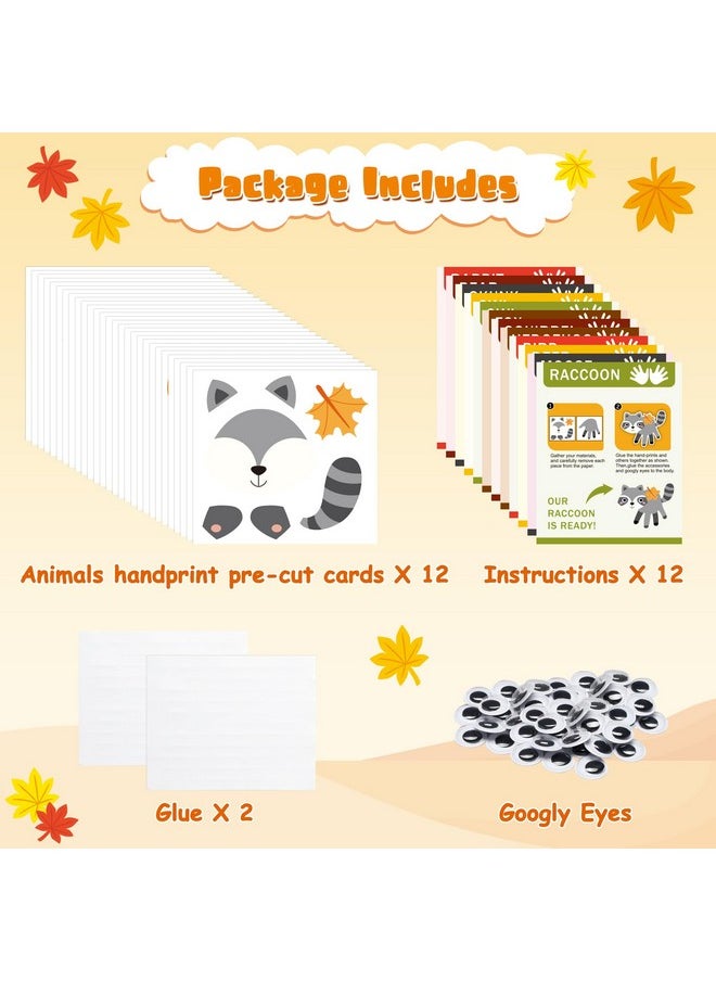 WATINC - 12Pcs Woodland Animal Handprint Art Craft Rabbit Hedgehog Owl Easy Diy Autumn Kit Forest Animals Themed Arts Supplies Preschool Classroom Hand Print Activity Party Favors For Kids Toddlers - Image 1