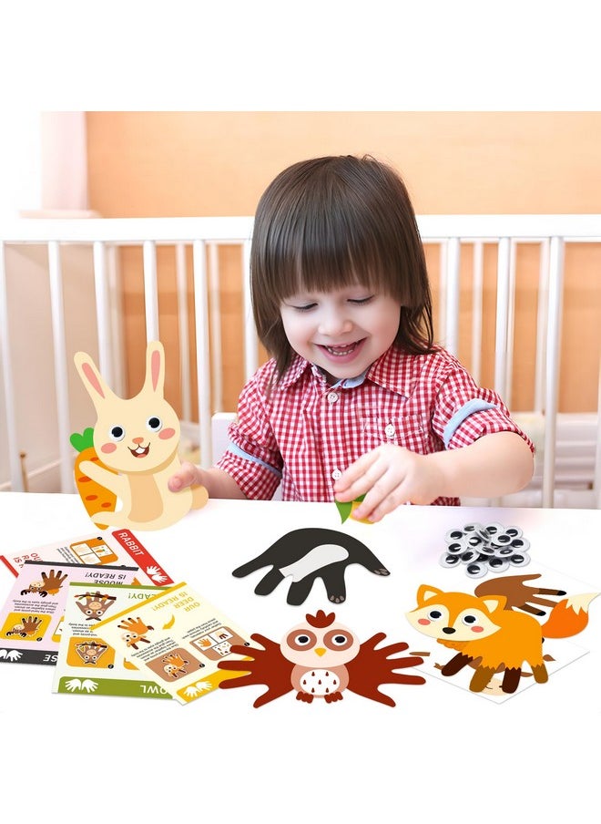 WATINC - 12Pcs Woodland Animal Handprint Art Craft Rabbit Hedgehog Owl Easy Diy Autumn Kit Forest Animals Themed Arts Supplies Preschool Classroom Hand Print Activity Party Favors For Kids Toddlers - Image 1