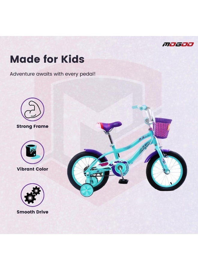 موجو Athena Girls Bike with Basket & Training Wheels 12 Inch | Teal | Kids Single-Speed Bicycle for Ages 2-4 | Alloy Steel Frame - Image 4