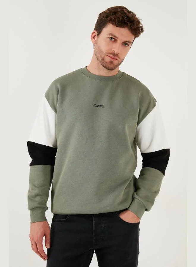 Buratti Buratti Cotton Relaxed Fit Crew Neck Raised Color Block Sweat Men's SWEAT 5905298T