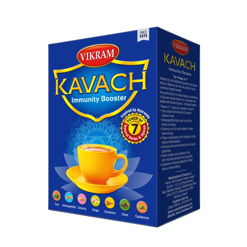 Vikram Tea Combo (Pack of 2) - Vikram Gold Special Mix Tea (Box) - 500gm | Vikram Kavach Immunity Booster Tea (Box) - 250gm - Image 2