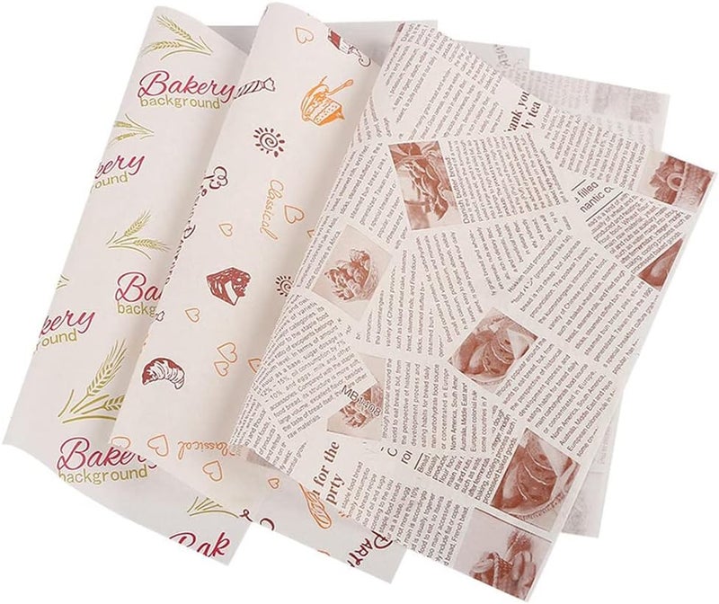 KASTWAVE Wax Food Packaging Paper - Grease-Proof Wrappers for Bread, Sandwich, Burger, Fries - Oil-Proof Baking Tools - Disposable Candy Package - 100 Pcs - Image 3